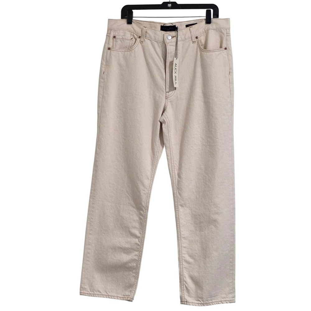 Alex Mill Bev Relaxed Jean Women 31 Ecru Off White Straight Leg Cotton USA NEW